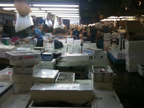 fish vendors at Tsukiji