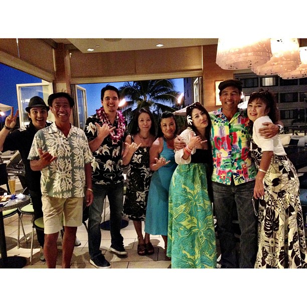 Our friends from Japan came down to @hyattwaikiki tonight!  @nikl_us got lei'd for his birthday!