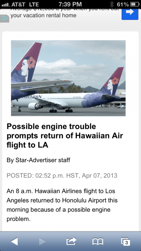 One of the top stories was the Hawaiian Airlines flight that we were on!
