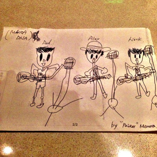 Our little fan, Manoa, stopped by Hyatt and drew this picture of us!