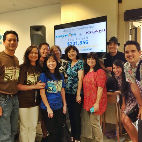 ManoaDNA, along with IOLANI Sportswear and Armstrong Produce, work the phones to raise money during a recent radiothon!